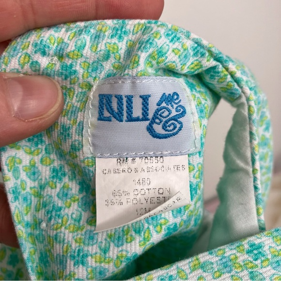 Luli & Me smocked dress green & blue floral sleeveless with bloomers 12 months - Picture 4 of 15